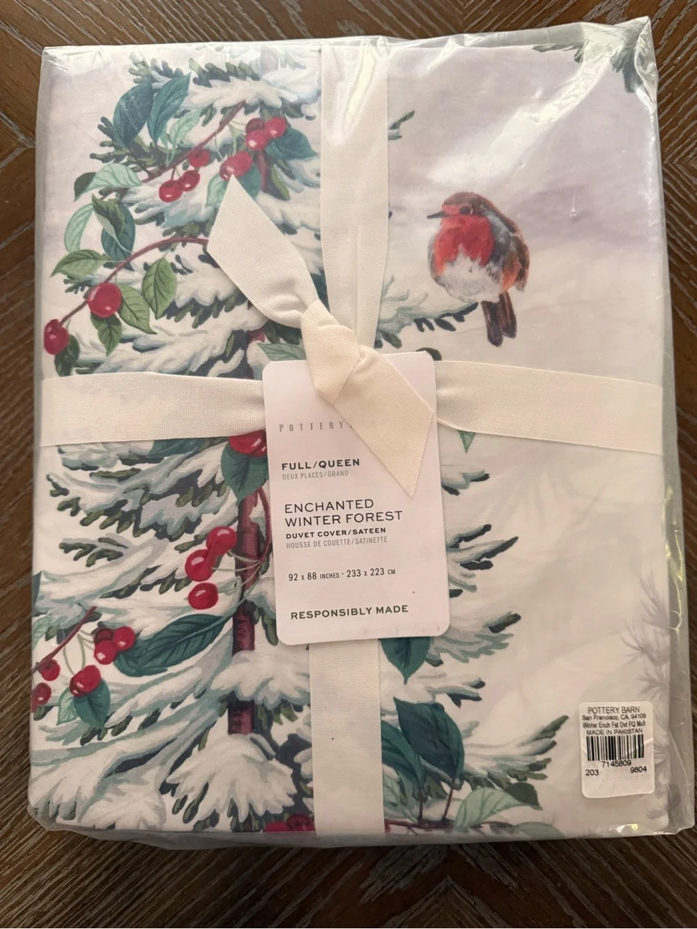 Pottery Barn Enchanted Winter Forest Full/Queen Duvet Cover Sateen 92” by 88”